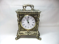 Vintage Metal Quartz Mantel Carriage Alarm Clock Working Coral Made In Japan picture