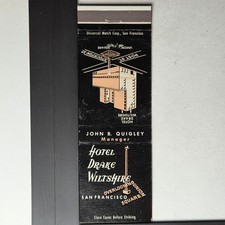 Hotel Drake Wiltshire San Francisco Vintage 1950s Black Design Matchbook picture