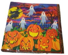 Vintage Trend Setters Luncheon Napkins Halloween Ghosts Jack-o-lanterns Colorful picture