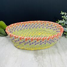 Rainbow Sweet Grass Oval Coil Storage Basket 13” Hand Woven picture