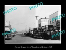 OLD LARGE HISTORIC PHOTO OF FLORENCE OREGON THE MAIN ST & STORES c1940 picture