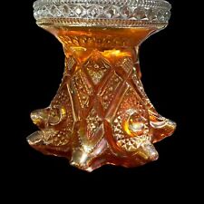 Imperial Marigold Hobstar & Arches Carnival Glass Punch Base /Vase STUNNING picture