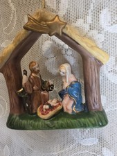 International Bazaar Nativity Scene Christmas Ornament Ceramic 4
