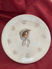 Antique D. E. McNichol Plate East Liverpool Woman Scarf Portrait Rare Art picture