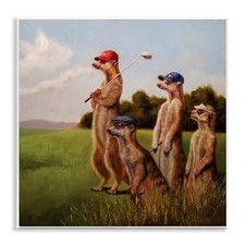 Stupell Industries Meerkats Playing Golf in Hats and Sunglasses Painting Wall... picture
