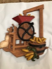 1978 HOMCO Metal Wall Plaque- Old Time Corn Sheller- Corn Grinder Wall Plaque picture