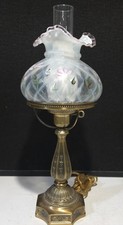 Fenton Pink Floral Crest French Opalescent Trellis Diamond Optic Lamp SIGNED picture