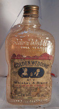 vintage liquor bottle carnival glass  paper label-Golden Wedding Joe Finch picture