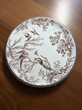 Antique Aesthetic Movement Brown Transferware Trivet Dunham & Sons Portland ME picture
