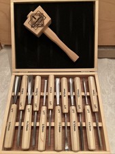 12 Gouge Carving Set W/ Mallet Case Hand Made Professionally Sharpened White Ash picture