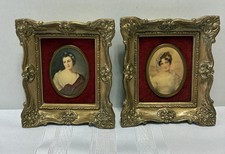 Vintage Cameo Creations Victorian Portrait Pair Ornate Gold Frames 5