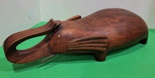 Vintage Pier 1 Imports Elephant Opium Pillow - Hand Carved Hard Wood - 16