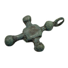 Ancient Kievan Rus Bronze Cross Pendant Medieval 11-13th Century Orthodox Relic picture