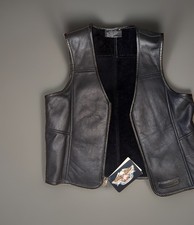 Harley-Davidson Genuine Leather Vest Black Made in USA Size Medium picture