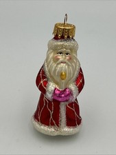 VINTAGE 1975-80’s GLASS SANTA CHRISTMAS ORNAMENT EUC  - Smoke Free Home picture