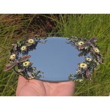 Vintage Enameled Dragonfly Floral Mirrored Vanity Tray Jay Strongwater style picture