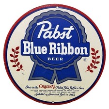 VINTAGE PABST BLUE RIBBON BEER PORCELAIN SIGN BREWERY ADVERTISING picture