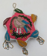 Antique Iroquois Haudenosaunee Beaded Goose Bird Whimsey Star Pincushion  picture