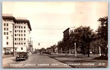 Pensacola Florida~Car Storage Bldg~Pure Gas Sign~Garden Street Looking East RPPC picture