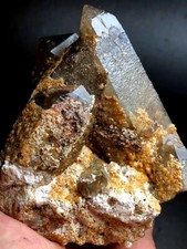 1002g Brand new Rare Black SMOKY QUARTZ Crystal Point&Garnet Spessartine g159 picture