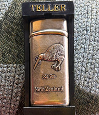 TELLER vintage 70s Silver New Zealand Kiwi Bird souvenier Lighter with Case picture