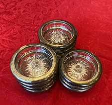 Vintage Set of 11 Leonard of Italy Starburst Coasters, Silverpkated/Clear, 4 in picture