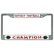 FANTASY FOOTBALL CHAMPION CHROME METAL LICENSE PLATE FRAME MADE IN USA picture