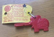 Vintage Philadelphia Zoo Elephant  Red Turn Key America's 1st Zoo Trunkey RARE picture