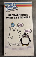 RARE - David & Goliath Stupid Factory Valentines Day Cards 32 + 32 Stickers. USA picture