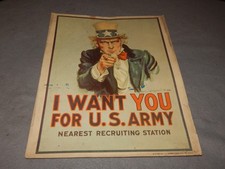 Vintage Uncle Sam I Want You For U.S. Army Recruiting Office Poster 1978 Estate picture