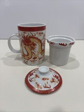 Asian Dragon Design 3 piece Mug & Tea Strainer picture