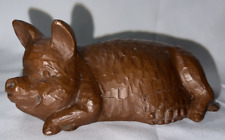 Red Mill Mfg. Mother Pig Sow Laying Down Handcrafted Pecan Shell Figurine 5” picture