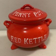 Vintage Lego Japan Red Kettle Penny Pot Coin Bank picture