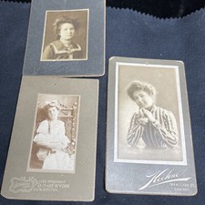 Antique Cabinet Cards Lot Of 3 Women 1902, 1903, 1909 (m) picture