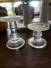 2 Vintage Claro Clear Crystal Krosno Candle Holders 6 1/4