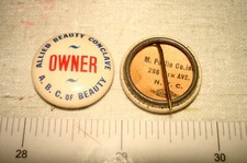 Vintage 1930s ALLIED BEAUTY CONCLAVE OWNER Cello Pinback -Pudlin Co -  picture