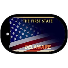 Delaware with American Flag Novelty Metal Dog Tag Necklace 2