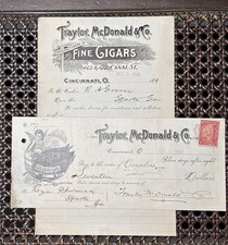 1900 Cincinnati OH Cigar Invoice Check Traylor Matchless Tobacco Box Cupid Art picture