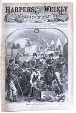 ORIGINAL BOUND VOLUME OF 1862 HARPERS WEEKLY NEWSPAPER WITH A SHARP SHOOTER ++ picture
