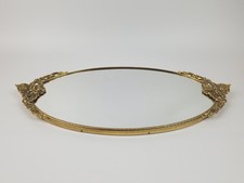Vtg Stylebuilt Accessories 20’’ Oval Mirrored Vanity Tray Hollywood Regency Gold picture