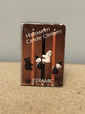 Vtg Halloween Ceramic Candle Climbers Huggers Set of Ghosts In Box Sealed NOS picture