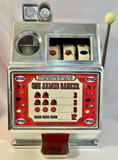 Vtg Medley MFG Co One Armed Banker 10 cent Mechanical Slot Machine Bank WORKS picture