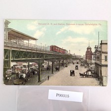 Antique 1910s Postcard Elevated Railroad & Station Delaware Ave Philadelphia PA picture