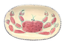 Rare 1994 Alaska Maury Pottery Redware Crab 16x10 Serving Plate picture
