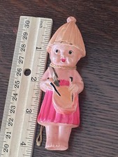 Antique 1930s Japan Celluloid Girl Christmas Ornament 4.25” Hand Painted Rare picture