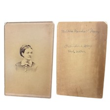 Antique Early Cabinet Card Photo Identified Woman Portrait c1870s picture
