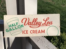 1940s ANTIQUE VALLEY LEA HALF GALLON ICE CREAM GENERAL STORE SIGN 23
