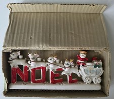 Vintage Orion Japan Noel Candle Holder Stagecoach Cowboy Santa in Original Box picture