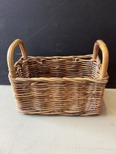 Vintage Rustic Style Rectangular Woven Wicker Storage Basket With Handles picture