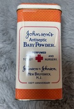 Vintage Johnson's Antiseptic Baby Powder Tin, Anniversary, Johnson & Johnson picture